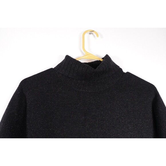 TUCKERNUCK Sz Large Pomander Place Black Noir Vivianne Metallic Turtleneck Dress - Picture 5 of 12